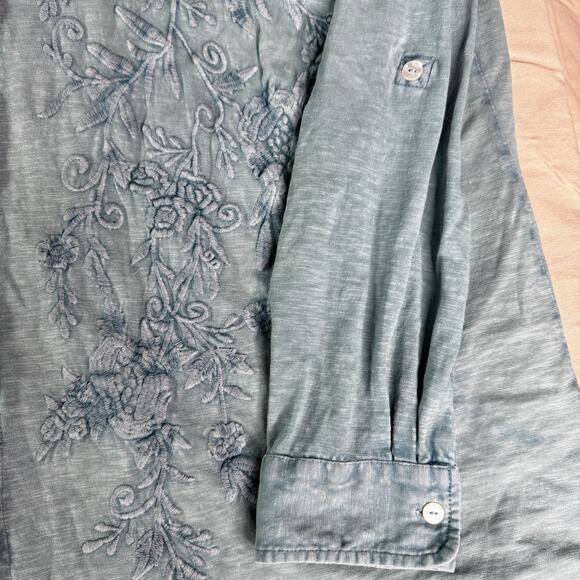 Coldwater Creek Women's sz XL Heathered Green LS Button Up Blouse Long Sleeve - Picture 5 of 10